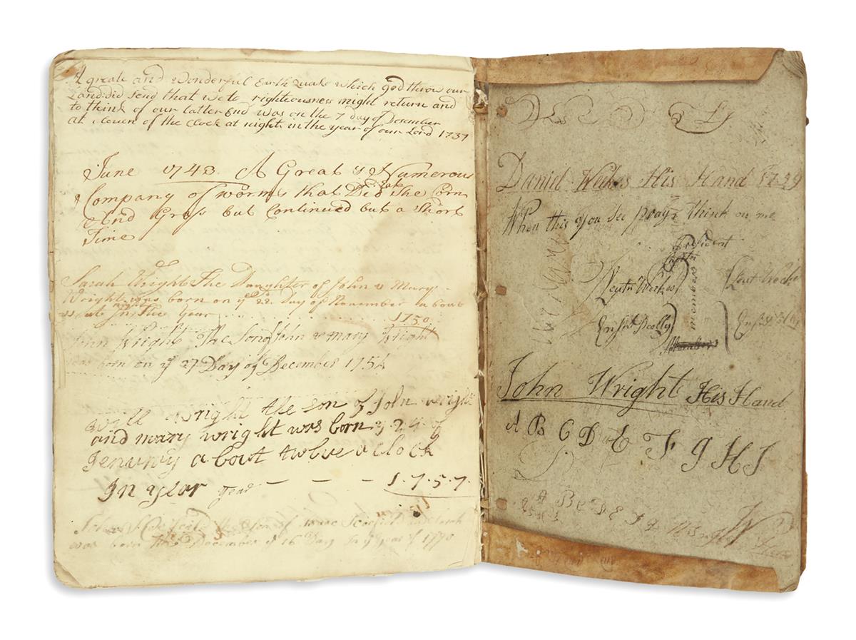 (NEW YORK--LONG ISLAND.) A family register and notebook kept by the Wright-Weekes family of Oyster Bay.